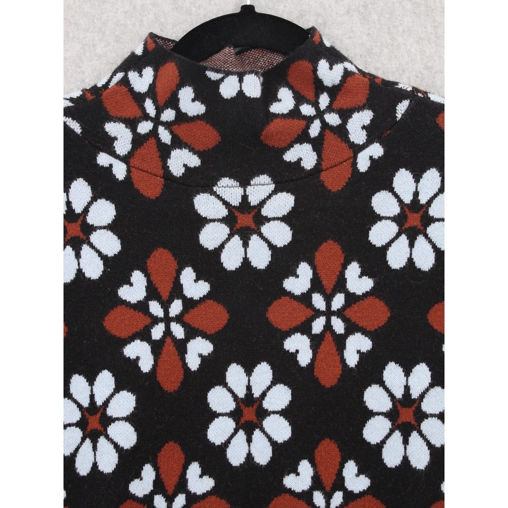 Maeve Anthropologie Carys Mock Neck Sweater Black Rust XXS - Picture 2 of 11